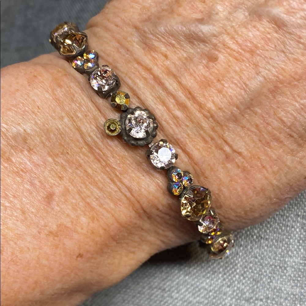 Sorrelli Mixed Crystal Bracelet – Bronze Tone, Champagne, Peach, AB Rhinestones